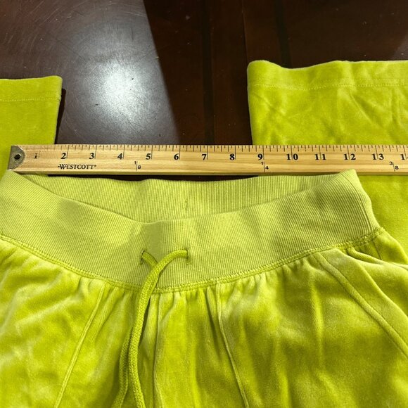 Wild Fable Velour Pants Womens XS Lime Green Flared Drawstring Waist Pockets - Picture 8 of 9